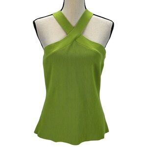INC International Concepts Sleeveless Halter Ribbed Knit Top - Green - size XL